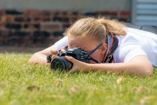 Student in photography workshop in West Cumbria